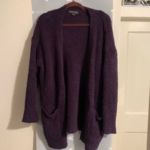 A beautiful practically new BAREFOOT dream eggplant purple cardigan, size S/M